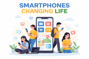 smartphone changed human life illustration 