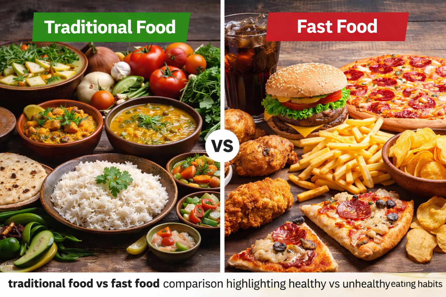 traditional food vs fast food comparison effects of modern food habits on health healthy eating habits for daily life