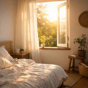 morning sunlight entering a calm room improve