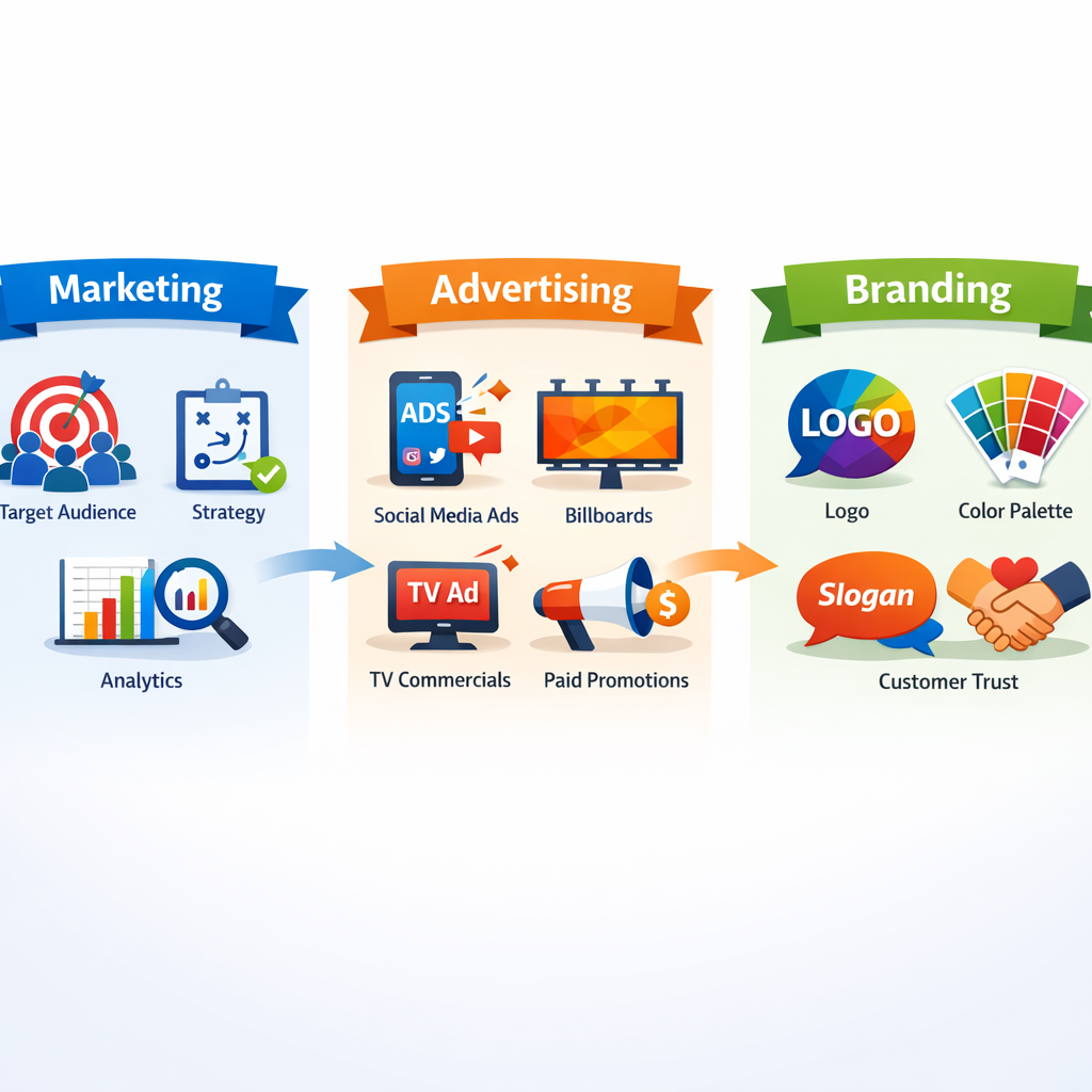 The Difference Between Marketing, Advertising, and Branding